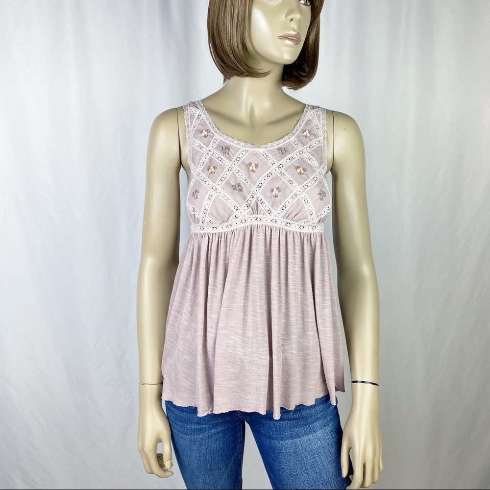 Free People New Romantics Lattice Babydoll Top S